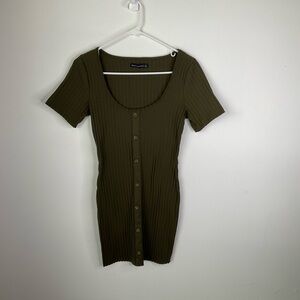 Abercrombie & Fitch olive button-front mini dress size Small